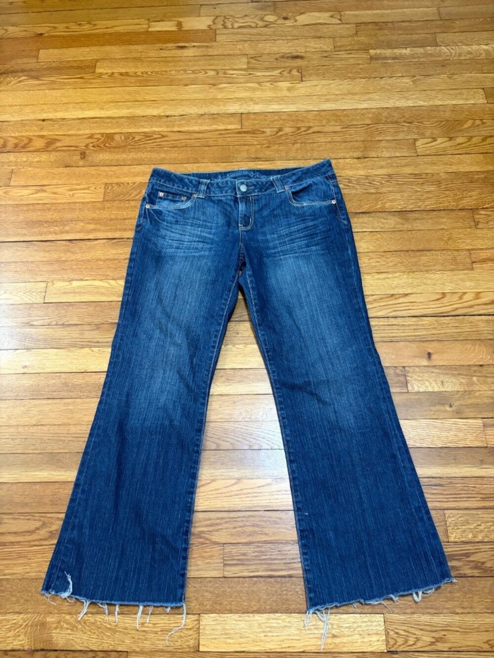 American Eagle Boyfriend 77 Jeans Women's Blue Denim Stretch Mid Rise Y2K Sz 14